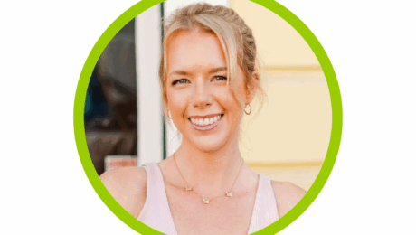 headshot of Laura Chandler from Laura Chandler Coaching LLC, smiling with butterfly neckless and peach tank top