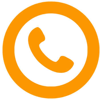 orange circle icon with phone inside